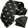 image:imageHISDERN Ties For Men Funny Holiday Mens Ties Handkerchief Animal Mens Neckties Silk Tie Pocket Square Set Business PartyBlackdinosaur