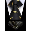 image:imageHISDERN Ties For Men Funny Holiday Mens Ties Handkerchief Animal Mens Neckties Silk Tie Pocket Square Set Business PartyBlackdinosaur