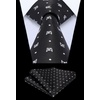 image:imageHISDERN Ties For Men Funny Holiday Mens Ties Handkerchief Animal Mens Neckties Silk Tie Pocket Square Set Business PartyBlackfrench Bulldog
