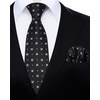image:imageHISDERN Ties For Men Funny Holiday Mens Ties Handkerchief Animal Mens Neckties Silk Tie Pocket Square Set Business PartyBlackfrench Bulldog