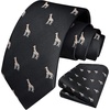image:imageHISDERN Ties For Men Funny Holiday Mens Ties Handkerchief Animal Mens Neckties Silk Tie Pocket Square Set Business PartyBlackgiraffe