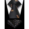 image:imageHISDERN Ties For Men Funny Holiday Mens Ties Handkerchief Animal Mens Neckties Silk Tie Pocket Square Set Business PartyBlacklion