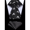image:imageHISDERN Ties For Men Funny Holiday Mens Ties Handkerchief Animal Mens Neckties Silk Tie Pocket Square Set Business PartyBlackskull