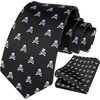 image:imageHISDERN Ties For Men Funny Holiday Mens Ties Handkerchief Animal Mens Neckties Silk Tie Pocket Square Set Business PartyBlackskull