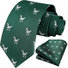 image:imageHISDERN Ties For Men Funny Holiday Mens Ties Handkerchief Animal Mens Neckties Silk Tie Pocket Square Set Business PartyGreendinosaurs