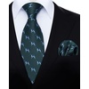 image:imageHISDERN Ties For Men Funny Holiday Mens Ties Handkerchief Animal Mens Neckties Silk Tie Pocket Square Set Business PartyGreendog
