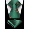 image:imageHISDERN Ties For Men Funny Holiday Mens Ties Handkerchief Animal Mens Neckties Silk Tie Pocket Square Set Business PartyGreenlion
