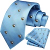 image:imageHISDERN Ties For Men Funny Holiday Mens Ties Handkerchief Animal Mens Neckties Silk Tie Pocket Square Set Business PartyLight Bluebee