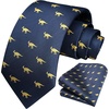 image:imageHISDERN Ties For Men Funny Holiday Mens Ties Handkerchief Animal Mens Neckties Silk Tie Pocket Square Set Business PartyNavy Bluedinosaur