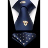 image:imageHISDERN Ties For Men Funny Holiday Mens Ties Handkerchief Animal Mens Neckties Silk Tie Pocket Square Set Business PartyNavy Bluedog 1