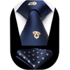 image:imageHISDERN Ties For Men Funny Holiday Mens Ties Handkerchief Animal Mens Neckties Silk Tie Pocket Square Set Business PartyNavy Bluedog 1