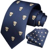 image:imageHISDERN Ties For Men Funny Holiday Mens Ties Handkerchief Animal Mens Neckties Silk Tie Pocket Square Set Business PartyNavy Bluedog 1