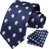 image:imageHISDERN Ties For Men Funny Holiday Mens Ties Handkerchief Animal Mens Neckties Silk Tie Pocket Square Set Business PartyNavy Blueelephant