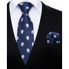 image:imageHISDERN Ties For Men Funny Holiday Mens Ties Handkerchief Animal Mens Neckties Silk Tie Pocket Square Set Business PartyNavy Blueelephant