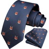 image:imageHISDERN Ties For Men Funny Holiday Mens Ties Handkerchief Animal Mens Neckties Silk Tie Pocket Square Set Business PartyNavy Bluefox