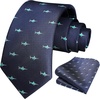 image:imageHISDERN Ties For Men Funny Holiday Mens Ties Handkerchief Animal Mens Neckties Silk Tie Pocket Square Set Business PartyNavy Blueshark