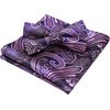 image:imageHISDERN Ties for Men Purple Bow Tie Pretied Paisley Bow Ties and Pocket Square Set Formal Mens Floral Bowtie Classic Bowties for Wedding Party