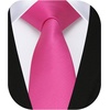 image:imageHISDERN Ties for Men Solid Color 217 Skinny Tie Formal Business Neckties Silk Classic Woven Satin Wedding NecktieA1hot Pink2