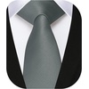 image:imageHISDERN Ties for Men Solid Color 217 Skinny Tie Formal Business Neckties Silk Classic Woven Satin Wedding NecktieA2carbon Grey