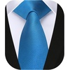 image:imageHISDERN Ties for Men Solid Color 217 Skinny Tie Formal Business Neckties Silk Classic Woven Satin Wedding NecktieD3blue