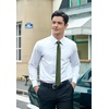 image:imageHISDERN Ties for Men Solid Color 217 Skinny Tie Formal Business Neckties Silk Classic Woven Satin Wedding NecktieE3army Green
