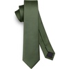 image:imageHISDERN Ties for Men Solid Color 217 Skinny Tie Formal Business Neckties Silk Classic Woven Satin Wedding NecktieE3army Green