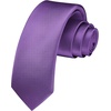 image:imageHISDERN Ties for Men Solid Color 217 Skinny Tie Formal Business Neckties Silk Classic Woven Satin Wedding NecktieFpurple