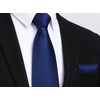 image:imageHISDERN Ties for Men Solid Navy Blue amp Red Sliver Stripe Necktie and Pocet Square Set Classic Woven Silk Ties for Wedding Business