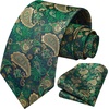 image:imageHISDERN Ties for Men Woven Classic Necktie Handkerchief Set Formal Paisley Floral Tie with Pocket Square for Wedding Business