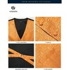 image:imageHISDERN Vest for Men Paisley Floral Orange Suit Vest Necktie and Pocket Square 3PC Formal Tuxedo Jacquard Waistcoat for Wedding Party