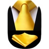 image:imageHISDERN Yellow Ties for Men Classic Silk Ties and Pocket Square Formal Business Polka Dot Necktie Handkerchief Set Wedding Party Prom Suit Neckties