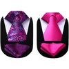 image:imageHISDERN 2PCS Mens Pink Tie Classic 34 width Necktie and Handkerchief Jacquard Woven