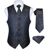 image:imageHISDERN 3PC Mens Paisley Floral Jacquard Suit Vest amp Necktie and Pocket Square Formal Waistcoat for Tuxedo Wedding Party