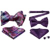 image:imageHISDERN Bow Ties for Men Hot Pink Paisley Pretied and Selftied Mens Bowtie and Pocket Square Set for Wedding Party
