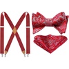image:imageHISDERN Burgundy Suspenders and Bow Ties for Men Wedding Formal Business