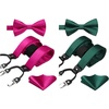 image:imageHISDERN Hot Pink  Green Bow Tie and Suspenders for Men Wedding Formal Business