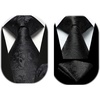 image:imageHISDERN Men Black Ties Woven Classic Necktie Set Formal tie Pocket Square for Wedding with Handkerchief Gift Box