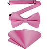 image:imageHISDERN Mens Bow Ties Solid Color Pre Tied Bowtie and Pocket Square Set Classic Formal Tuxedo Bowties for Wedding Party03pink 1