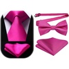 image:imageHISDERN Mens Hot Pink Necktie Handkerchief Elegant Blush Silk ties and Pocket Square Set Classic Fuschia Bow Tie for Wedding Party