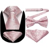 image:imageHISDERN Mens Pink Tie PreTied Bow Tie Handkerchief Set Elegant Formal Bowties Floral Classic Ties for Men Wedding Party