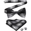 image:imageHISDERN Mens Plaid Bow Tie Set Pocket Square and Cufflinks Bowtie  Pretied Bowties Design for Easy WearCheck PatternMatching Handkerchief Cuff Link3PCS Set Wedding Formal Party Groom PromBlack