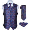 image:imageHISDERN Mens Purple Paisley Floral Vest Tie Set Jacquard Necktie Pocket Square Handkerchief Classic Waistcoat for Wedding Party Tuxedo