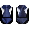 image:imageHISDERN Navy Ties for Men Blue Silk Mens Neck Tie with Pocket Square for Wedding Party Formal Business