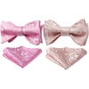 image:imageHISDERN Pink Bowties for Men Floral Paisley Selftie Bowtie Woven Silk Mens Bow Tie with Pocket Square Set for Wedding Party Light Pink amp Rose Pink