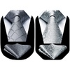 image:imageHISDERN Plaid Tie Handkerchief Woven Classic Mens Necktie Silver Tie for Men Solid Paisley Floral Grey Mens Ties
