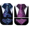 image:imageHISDERN Purple Ties For Men Handkerchief Woven Classic Mens Tie and Pocket Square Set Formal Business Wedding Necktie Dark Purple