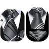 image:imageHISDERN Stripe Ties for Men Set Gray and Black Mens Ties Handkerchief Cufflinks Classic Formal Silk Necktie Wedding Business