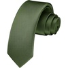 image:imageHISDERN Ties for Men Solid Color 217 Skinny Tie Formal Business Neckties Silk Classic Woven Satin Wedding NecktieE3army Green