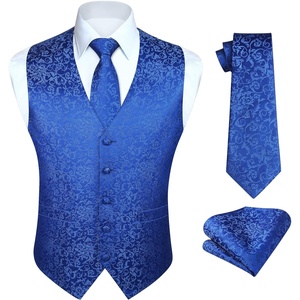 image:imageHISDERN 3PC Mens Paisley Floral Jacquard Suit Vest amp Necktie and Pocket Square Formal Waistcoat for Tuxedo Wedding Party