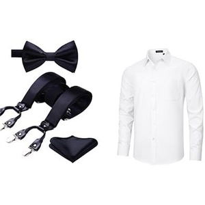 image:imageHISDERN Bow Tie and Suspenders for Men Mens Dress Shirts